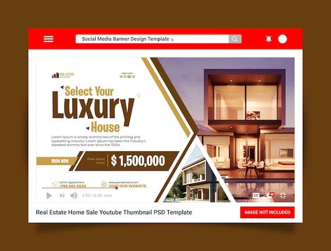 Real estate luxury house for sale social... | Premium Psd #Freepik #psd #sale #house #template #building Promotion Banner Design, Real Estate Luxury, House Template, Facebook Banner, Thumbnail Design, Banner Template Design, Web Banner Design, Youtube Thumbnail, Real Estate Agency