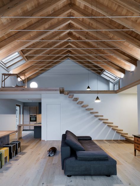 AG House by Rocco Borromini Modern Barn Style, Interior Ceiling, Wooden Ceiling, Modern Barn House, Barn Style House, Modern Barn, Design Del Prodotto, Galway, Barn Style