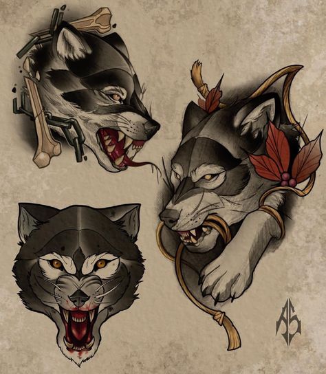 Wolf Tattoo Traditional, Wolf Face Tattoo, Wolf Pack Tattoo, Wolf Sleeve, Neo Tattoo, Animal Sleeve Tattoo, Abstract Tattoo Designs, Wolf Face, Wolf Tattoo Design