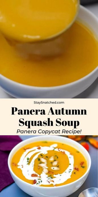 Panera Autumn Squash Soup Recipe, Autumn Squash Soup Recipe, Autumn Squash Soup, Panera Autumn Squash Soup, Autumn Squash, Butternut Squash Recipes Soup, Squash Soup Recipe, Fall Soup Recipes, Butternut Squash Recipes