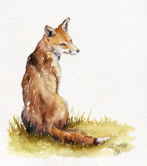 Fox sketch - watercolour. Watercolour Snowman, Fox Sketch, Acrylic Techniques, Christian Drawings, Watercolor Paintings Of Animals, Fox Drawing, Watercolor Art Journal, Animal Reference, Fox Painting