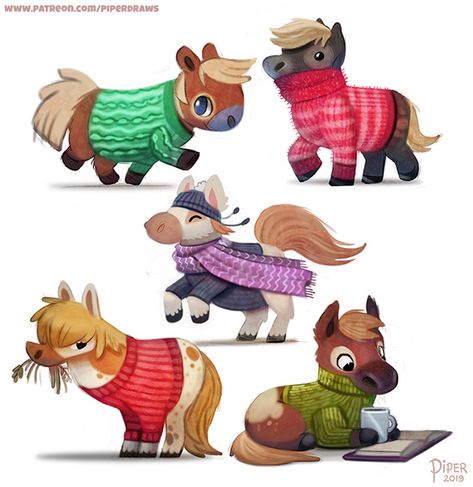 Piper Thibodeau, Shetland Ponies, Patreon Art, Horse Cartoon, Horse Anatomy, Cute Ponies, Shetland Pony, Horse Illustration, Horse Drawing