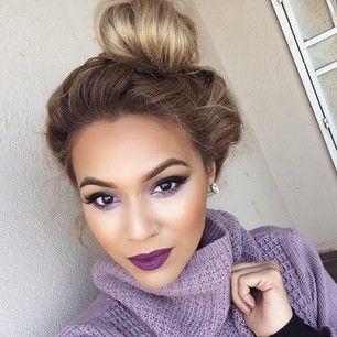 Pinterest :Brandy Lopez Lavender Dress Makeup, Beyonce Purple, Purple Lipstick Makeup, Lavender Dress, Dark Lipstick, Purple Lipstick, Color Lipstick, Makeup Obsession, Kiss Makeup