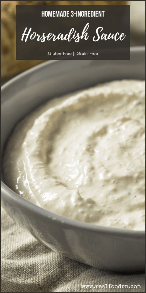 Homemade 3-Ingredient Horseradish Sauce - Real Food RN Horse Radish Sauce Recipe, Horse Radish Sauce, Homemade Horseradish Sauce, Pulled Pork Sauce, Pork Chop Sauce, Horse Radish, Homemade Horseradish, Slow Cooked Pulled Pork, Pork Sauce