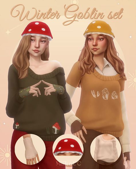 Sims 4 Maxis Match Cold Weather, Goblincore Clothes, Cottagecore Clothes, Cosy Outfit, Sims 4 Mm Cc, Cold Outfits, Ts4 Cc, Sims 4 Mm, Sims 4 Collections