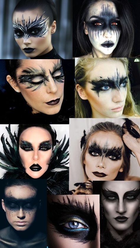 The Crow Makeup For Women, Crow Goddess, Dark Angel Makeup, Crow Costume, Goddess Makeup, Creepy Makeup, Cute Halloween Makeup, Halloween Beauty, Homemade Halloween Costumes