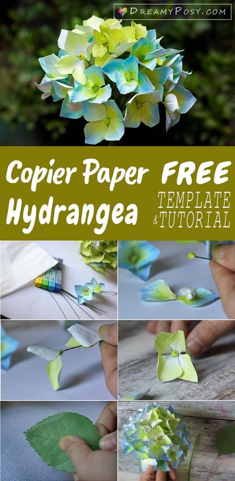 Free template and tutorial to make Hydrangea paper flower , paper flowers, flower making, free tutorial, free template Paper Flower Template, How To Make Paper Flowers, Crepe Paper Flowers, Tissue Paper Flowers, Giant Paper Flowers, Paper Flower Tutorial, Flower Template, Paper Flowers Diy, Clay Flowers