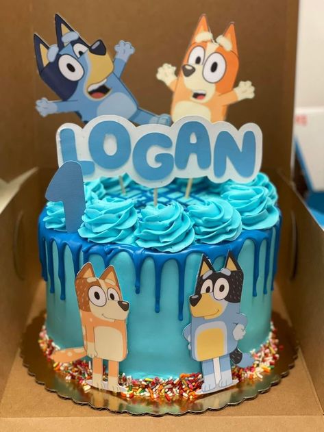 1st Birthday Bluey Theme Smash Cake, Bluey Cakes For Boys, Bluey Smash Cake Boys, Bluey 1st Birthday Cake, Bluey 2nd Birthday Cake, Bluey Cake Ideas For Boys, Bluey Cake Ideas Birthday Boy, Bluey Birthday Cake For Boys, Bluey Sheet Cake