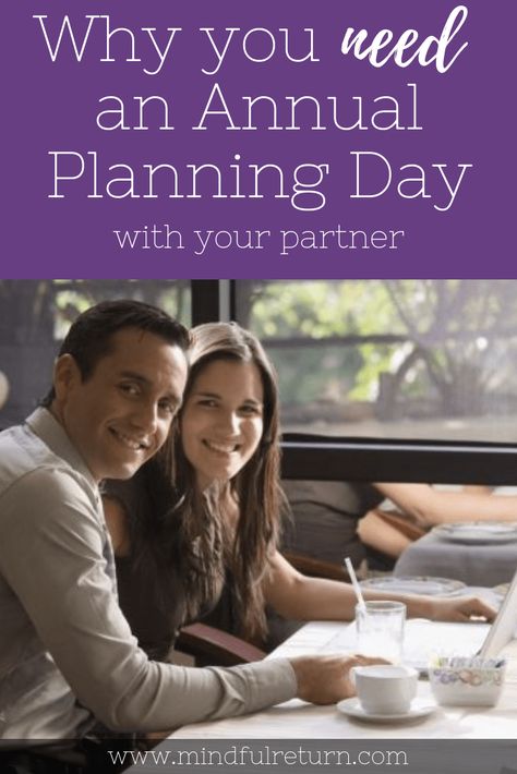 Annual Planning Day with Your Partner: A Fantastic Chaos-Reduction Tool - Mindful Return New Year Family Planning, Annual Family Planning, Couples Year In Review, New Year Couple Goal Planning, Couples Yearly Planning, Couple Planning Life, Family Yearly Planning, Annual Goals Ideas, Yearly Family Planning