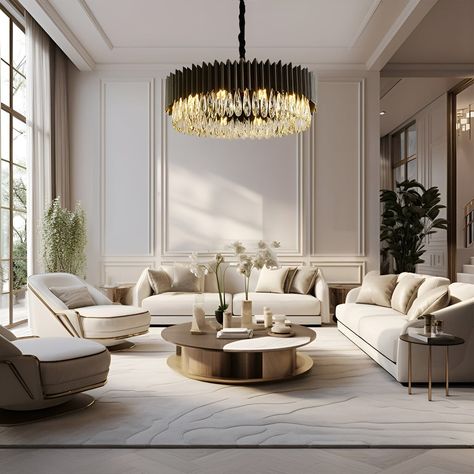 Slanted Ceiling, Covet House, Luxury Chandelier, Luxury Dining, Chandelier Style, Living Room Lighting, Luxury Living Room, Luxury Interior, Crystal Chandelier