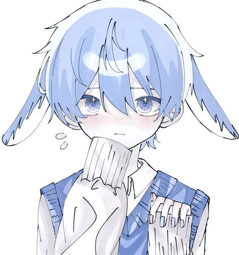 Bunny Boy, Anime Cupples, Comic Layout, Blue Bunny, Anime Baby, Anime Poses Reference, Boy Art, Anime Poses