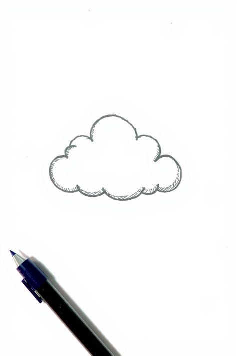 Check Out This Doodle Cloud Drawing + 12 Other Cartoon Drawing Ideas! #drawinginspiration #drawing Doodle Clouds How To Draw, Sky Drawing Clouds, Cloud Drawings, Cloud Doodle, How To Draw Clouds, Simple House Drawing, Journal Monthly Spread, Doodle Art For Beginners, Cartoon Drawing Ideas