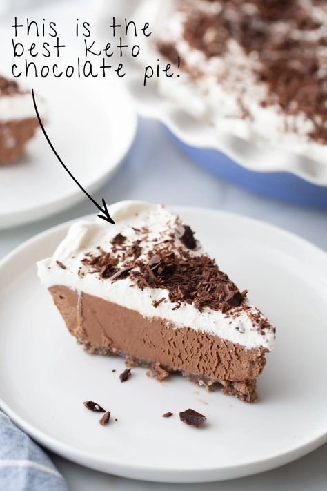 Keto Chocolate Cream Pie Low Carb, Keto Chocolate Mousse Pie, Keto Chocolate Pie Recipes, Keto Pudding Pie, Keto Pies Recipes Easy, Low Carb Chocolate Desserts, Sugar Free Chocolate Pie, Keto Chocolate Cream Pie, Keto Chocolate Pie