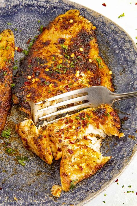 Blacking Seasoning For Fish, Black Drum Fish Recipes, Blackened Fish Recipes, Orange Roughy Recipes, The Blackening, Blackening Seasoning, Flounder Recipes, Blackened Fish, Haddock Recipes