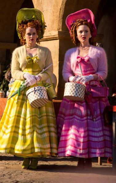 Stepsisters from Cinderella (2015) Cinderella's Sister, Ben Chaplin, Cinderella Stepsisters, Cinderella Play, Cinderella Musical, Cinderella Broadway, Sister Costumes, Sandy Powell, Girls First Communion Dresses