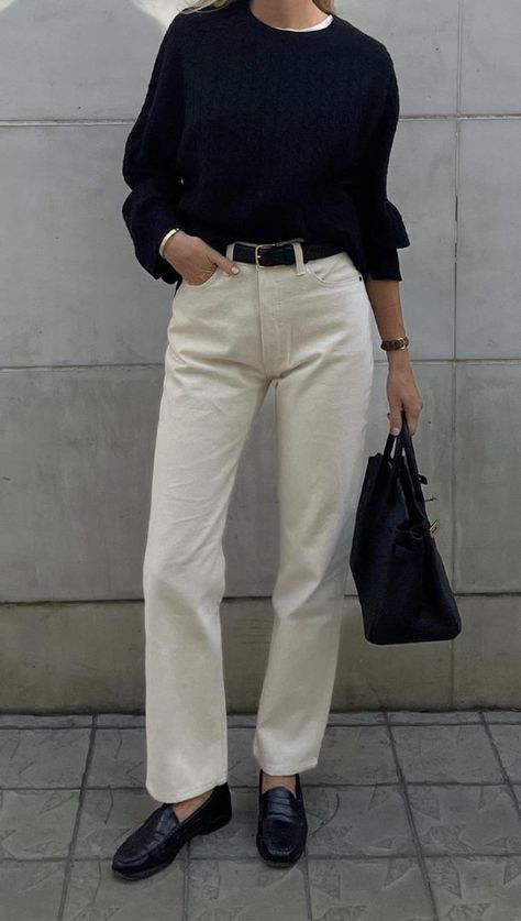 Cream Jeans Outfit, Cream Pants Outfit, Claire Rose Cliteur, Claire Rose, Cream Pants, 가을 패션, Outfit Inspo Fall, Business Casual Outfits, Looks Style