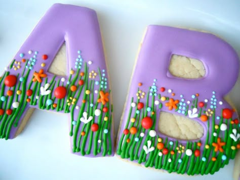 Oh Sugar Events Cookie Letters, Letter Cookie, Upper Case Alphabet, Monogram Cookies, Alphabet Cookies, Cookies Decoradas, Birthday Letter, Pixie Hollow, Life Is Sweet