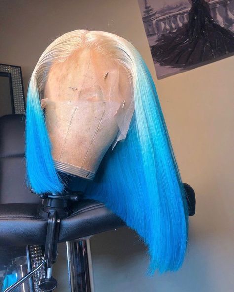 Colorful Wig, Lace Front Bob, Blue Bob, Green Wig, Blue Wig, Bob Lace Front Wigs, Beautiful Hairstyles, Human Virgin Hair, Straight Lace Front Wigs