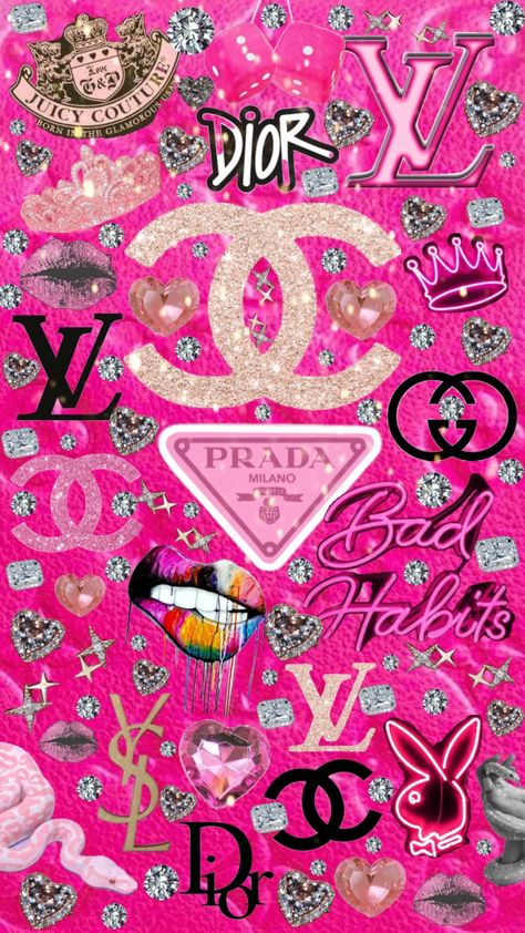 Luxury Brands Wallpaper, Pink Lv Wallpaper, Brands Wallpaper, Gucci Wallpaper Iphone, Iphone Wallpaper Modern, Louis Vuitton Iphone Wallpaper, Chanel Wallpapers, Pink Glitter Wallpaper, Sassy Wallpaper