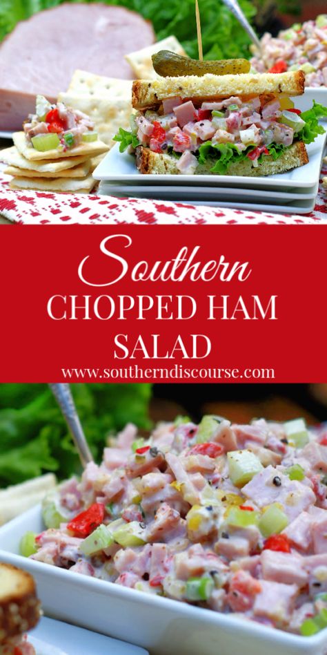 Southern Chopped Ham Salad - a southern discourse Best Ham Salad, Egg Salads, Ham Salad Recipe, Southern Discourse, Ham Salad Recipes, Side Salads, Pimiento Cheese, Chopped Ham, Summer Eats