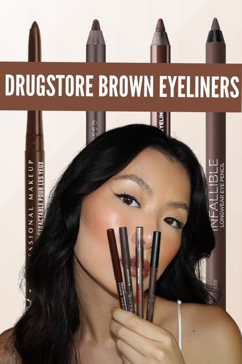 Best Pencil Eyeliner, Best Eye Pencil, Best Drugstore Eyeliner, Drugstore Eyeliner, Brown Eyeliner Pencil, Brown Liquid Eyeliner, Instagram Account Ideas, Skincare Stuff, Account Ideas