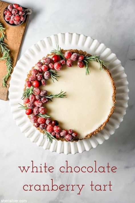 Chocolate Cranberry Tart, Holiday Tarts, Cranberry Tart, Chocolate Tarts Recipe, Chocolate Ganache Tart, Cranberry Cheesecake, Christmas Pie, Sugared Cranberries, Tart Dessert