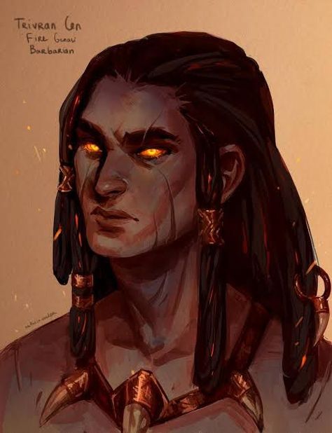 Redhead Barbarian, Form Of Dread Dnd, Lava Person, Dnd Fire Genasi Male, Fire Barbarian, Fire Genasi Barbarian, Barbarian Character Art, Fire Character Design Male, Fire Elemental Male