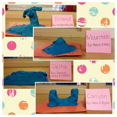 landforms - playdough Playdough Landforms, Teaching Landforms, Landforms Activities, Land Forms, Third Grade Social Studies, Teaching Freebies, 3rd Grade Social Studies, Second Grade Science, 4th Grade Social Studies