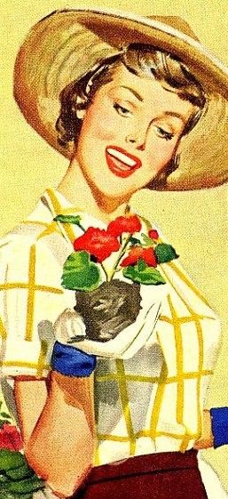 vintage gardener  @Camille Blais Blais Olsen  to my forever friend and garden girl~ Vintage Housewife, Vintage Gardening, Mom Ideas, Retro Housewife, Vintage Pop, Retro Images, Garden Girls, Vintage Illustrations, Images Vintage