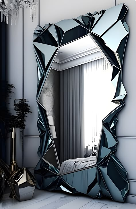 Transform your space with the reflective beauty of this avant-garde mirror piece 🌟 #ArtisticHome #DesignInspo Futuristic Decor, Mirror Decor Living Room, Weird Furniture, Fantasy Furniture, Elegant Living Room Decor, Luxury Dining Chair, Hall Furniture, Mirror Design Wall, Home Building Design