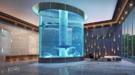 ECHO Brickell Lobby Miami Beach Penthouse, Penthouse With Pool, Amazing Aquariums, Home Aquarium, Aquarium Design, Home Decor Online, Aquarium Fish Tank, Shark Tank, Best Interior Design