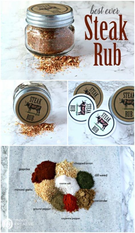 Steak Seasoning Dry Rub | Make your own steak rub for delicious grilling all summer long. Use on Steak or burgers. TodaysCreativeLife.com Meaty Appetizers, Steak Rub Recipe, Skirt Steak Marinade, Steak Rub, Seared Salmon Recipes, Chimichurri Recipe, Steak Rubs, Dry Rub Recipes, Meat Rubs