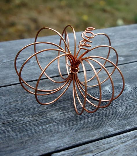 Fall Copper Pumpkin Industrial Chic Wire Decor Thanksgiving Wedding Decor Pumpkins, Wire Pumpkin, Autumn Wedding Decor, Wire Decor, Copper Pumpkins, Rustic Modern Wedding, Metal Pumpkins, Copper Table, Rustic Fall Decor