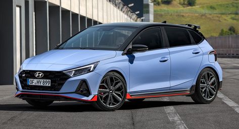 The 2021 Hyundai i20 N has a 1.6-liter turbocharged engine with 201 hp. Auto Hyundai, Ford Fiesta St, Hyundai Models, Connected Car, Hyundai I20, Hyundai Motor, New Hyundai, Hot Hatch, Sport Seats