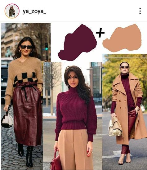 Colour Matching Clothes, Fashion Color Combos, Outfit Color Combinations, Outfits Modernos, Ugg Outfit Ideas, Looks Kate Middleton, Maroon Outfit, Rok Outfit, Colour Combinations Fashion