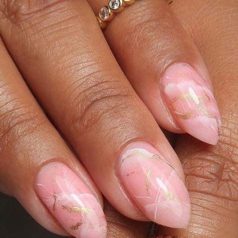 Katie Dutra | Gel Nail Artist & Educator on Instagram: "Rose Quartz ✨ using @nailthoughts x @kokoistusa Cotton Candy Base 💓   Finished with some gold ink 😍 such a classic!  #madewithkokoist #rosequartznails #nailartinspiration #structuredmanicure #nailartinspo" Rose Quartz Nails, Quartz Nails, Quartz Nail, November 17, Nail Art Inspiration, Gold Ink, Nail Artist, Gel Nail, Cotton Candy