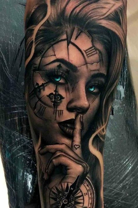 Female Warrior Tattoo, Mama Tattoo, Face Tattoos For Women, Chicano Tattoos Sleeve, Catrina Tattoo, Skull Girl Tattoo, Girl Face Tattoo, Skull Sleeve Tattoos, Realistic Tattoo Sleeve