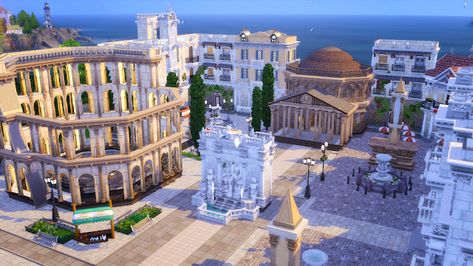 Little Rome - Italy - Kai Bellvert Lotes The Sims 4, Sims Love, Vintage Houses, Modern House Floor Plans, Sims 4 Game Mods, Sims Four, Sims 4 Update, Sims 4 Build, Sims 4 Houses