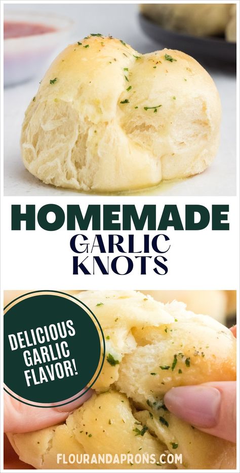 Make homemade garlic bread knots for dinner with this simple recipe. Perfect for any meal, these knots are made from scratch with a buttery garlic topping. Try this easy garlic bread recipe for a delicious homemade treat that’s ideal for holidays or any occasion. Homemade Garlic Knots, Garlic Parmesan Knots, Butter Rolls, Bread Garlic, Garlic Knots Recipe, Garlic Rolls, Homemade Garlic Bread, Best Bread, Garlic Knots