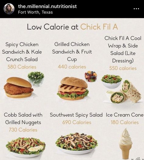 Healthy Chic Fil A Options, Chick Fil A Healthy Options, Chick Fil A Order Ideas, Low Calorie Options, Healthy Fast Food Choices, High Protein Fast Food, Grilled Nuggets, Fast Food Nutrition, Low Calorie Fast Food