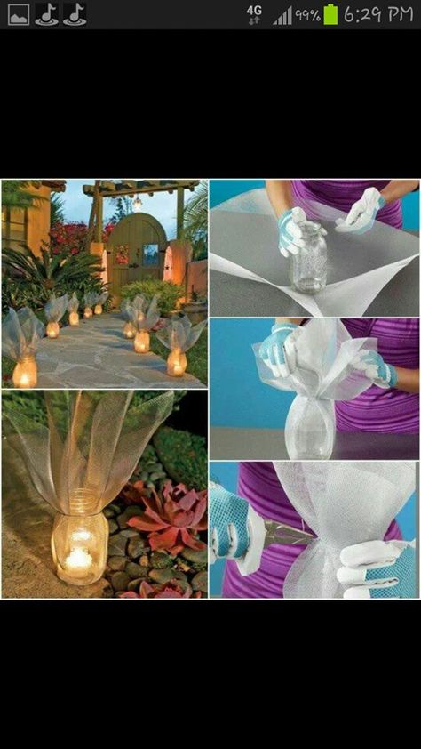 Wedding lights Diy Path, Diy Event, Hawaiian Theme, Recycled Bottle, Backyard Lighting, Recycled Bottles, Girls Birthday, Candle Lanterns, Glass Candle Holders