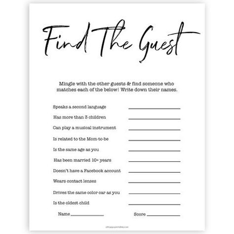 Find The Guest Game, Easy Baby Shower Games, Diaper Party, Find The Guest, Shower Games Baby, Beautiful Pregnancy, Baby Gender Reveal Party, Baby Shower Invitaciones, Simple Baby Shower