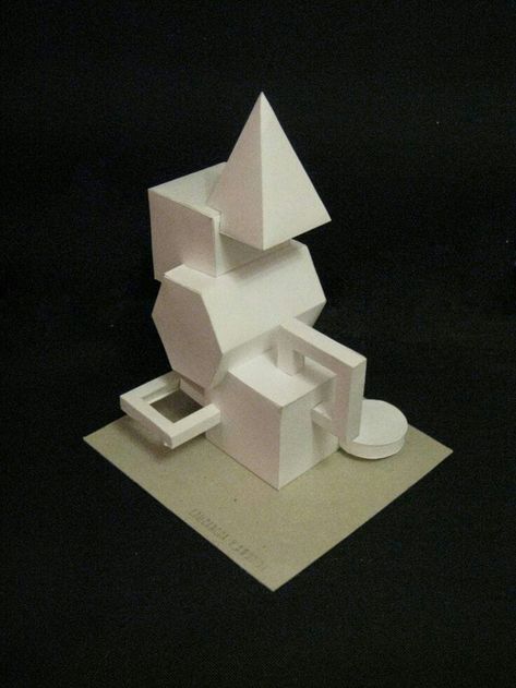 Form In Art, Cubes Architecture, Conceptual Model Architecture, 3d Geometric Shapes, Academic Drawing, Architecture Drawing Sketchbooks, Paper Architecture, Geometric Shapes Art, Cardboard Sculpture