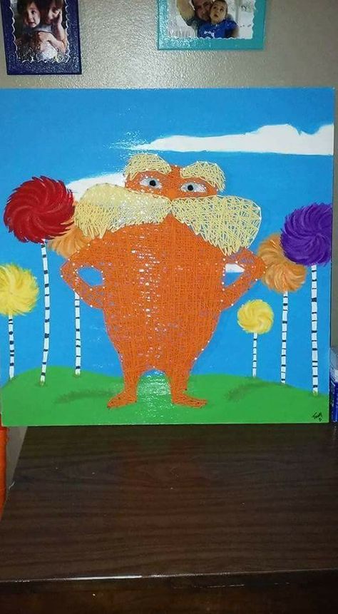 Lorax Painting Ideas, Lorax Painting, Yarn Painting, Disney Paintings, Art 2023, Cartoon Painting, Celebrity Drawings, The Lorax, Window Painting