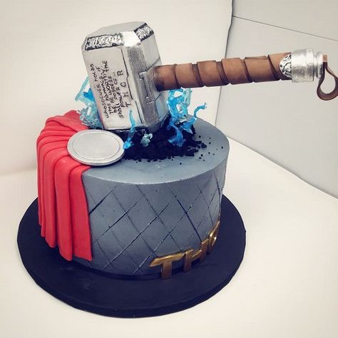 Thor Cake Ideas, Thor Birthday Cake, Thor Cake, Thor Birthday, Marvel Thor, Baby 1st Birthday, 9th Birthday, Cake Ideas, Thor