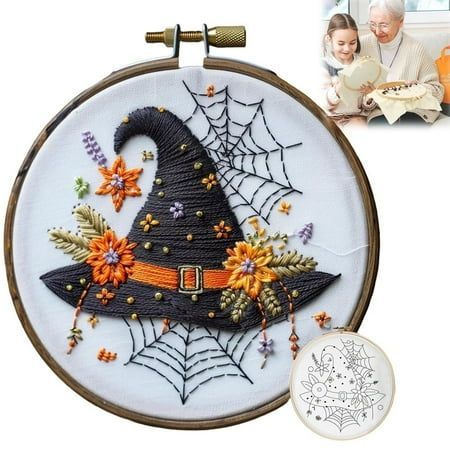 Diy Embroidery Crafts, Cross Stitch Beginner, Beginner Embroidery Kit, Halloween Gothic, Hand Embroidery Kit, Halloween Embroidery, Embroidery Shop, Diy Stamp, Diy Set