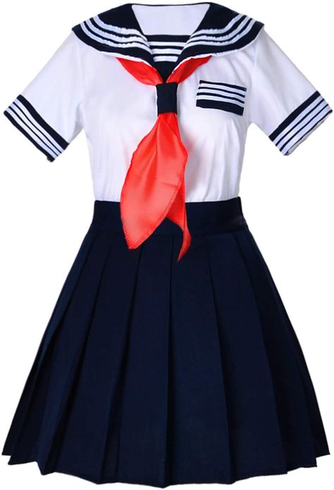 Navy Blue Pleated Skirt, Girls Sailor Dress, Blue Pleated Skirt, Anime School, Anime Cosplay Costumes, Halloween Costume Outfits, Sailor Dress, Dress Navy Blue, Anime Costumes