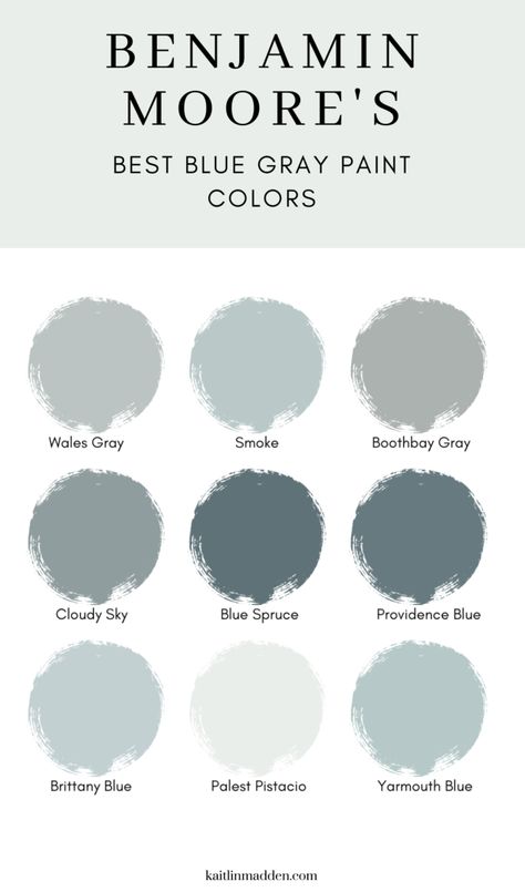 The Best Blue Gray Paint Colors - Kaitlin Madden Best Blue Grey Exterior Paint Color, Blueish Grey Paint Colors, Exterior House Paint Color Combinations Grey Blue Colour Palettes, Blue Spruce Paint Color, Earthy Blue Paint Colors, Gray Blue Bathroom, Blue Grey Exterior House Colors, Steel Blue Paint, Light Blue Grey Paint