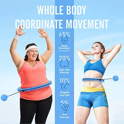 Price: (as of 【Fit Hoop Plus Size 24 Links】The hula hoop has 24 detachable links and is equipped with a 0.8lb gravity ball. We have simplified the str... Benefits Of Hula Hooping, Side Workouts, Weighted Hula Hoops, Infinity Hoop, Full Body Workouts, Daily Exercise Routines, Hip Muscles, Waist Workout, Hula Hoop