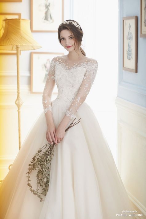 This glamorous wedding gown from Jessica Lauren featuring romantic lace detailing will make your dream come true! – Praise Wedding Community Bridal Gown Ideas, Glamorous Wedding Gowns, Christian Wedding Dress, Wedding Dresses 2023, Christian Wedding Gowns, Korean Wedding Dress, Wedding Dresses Taffeta, Gown Ideas, Simple Wedding Gowns